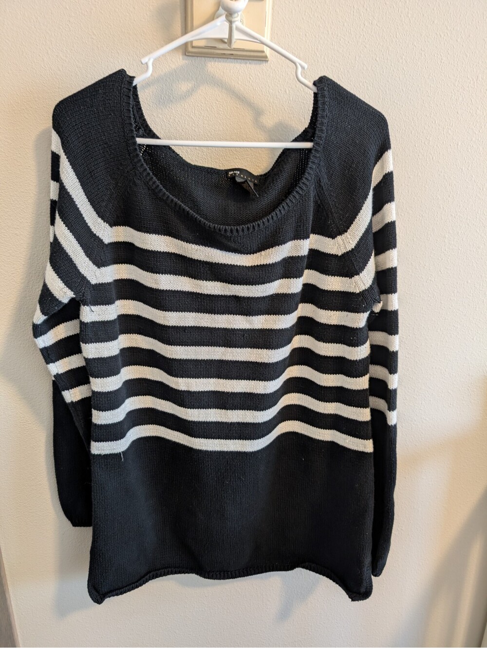 Grace Elements Women's XL Cotton Sweater Black And White Straight Minimalist EUC
